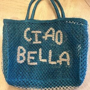 Ciao Bella Teal Crochet Tote Bag